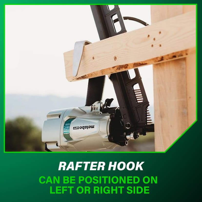 Metabo HPT Framing Nailer, Pro-Preferred Pneumatic Power Nailer & Framing Tool for Flooring, Roof Decking, Selectable Trigger & Rafter Hook, 21° 2" to 3-1/4" Plastic Collated Nails, NR83A5