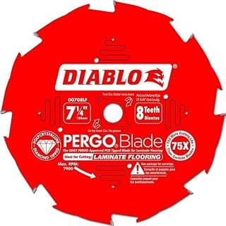 Diablo PergoBlade Saw Blade for Laminate and Wood Flooring - 7-1/4" Diameter, 8-Teeth, 5/8" Arbor, .071" Kerf, 10� Hook Angle, .051" Plate, 7900 Max RPM - D0708LF