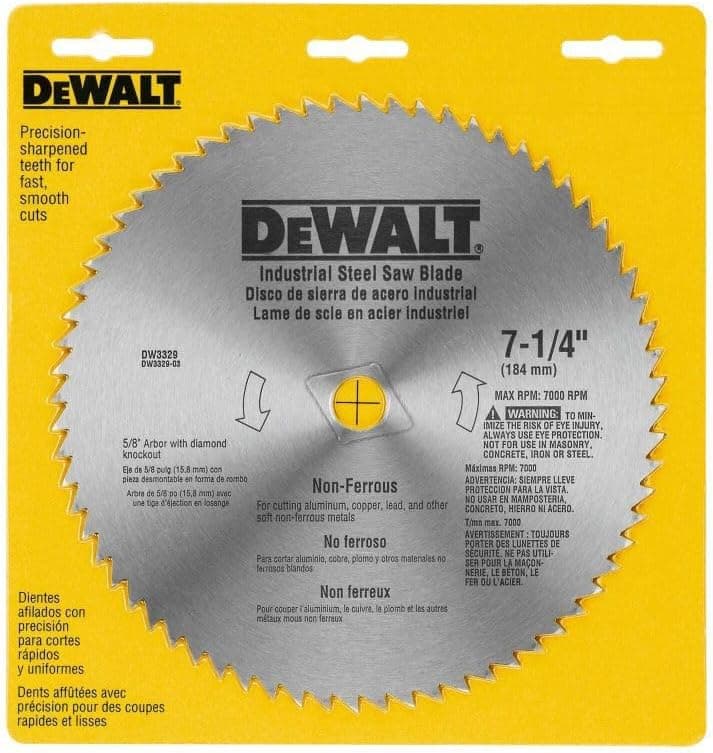 DEWALT Circular Saw Blade, 7 1/4 Inch, 68 Tooth, Metal Cutting (DW3329)