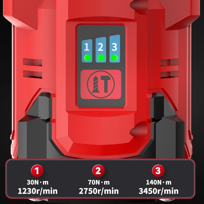 Cordless Impact Driver Kit 16.8V Max Torque 140Nm（105ft-lbs）High Rotation Electric Impact Driver Brushless Motor Continuously Variable Rechargeable 1/4" impact driver 2.0Ah Batteries