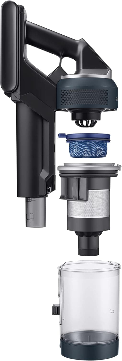 SAMSUNG BESPOKE Jet Cordless Stick Vacuum Cleaner w/ Clean Station, Powerful Multi-Surface Floor Cleaning for Carpet, Hardwood, Tile, 5-Layer Filter, Lightweight, VS20A9580VB/AA, 2023, Midnight Blue