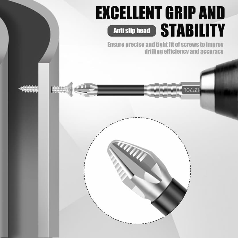 Alloy High-Magnetic Screwdriver Drill Bit Set, 12Pcs Impact Phillips Bits, Non-Slip Teeth Phillips Screwdriver Bit Set, Long Drill Bits for Electric Drills, 1+2+2.6+2.8+3.5+6in