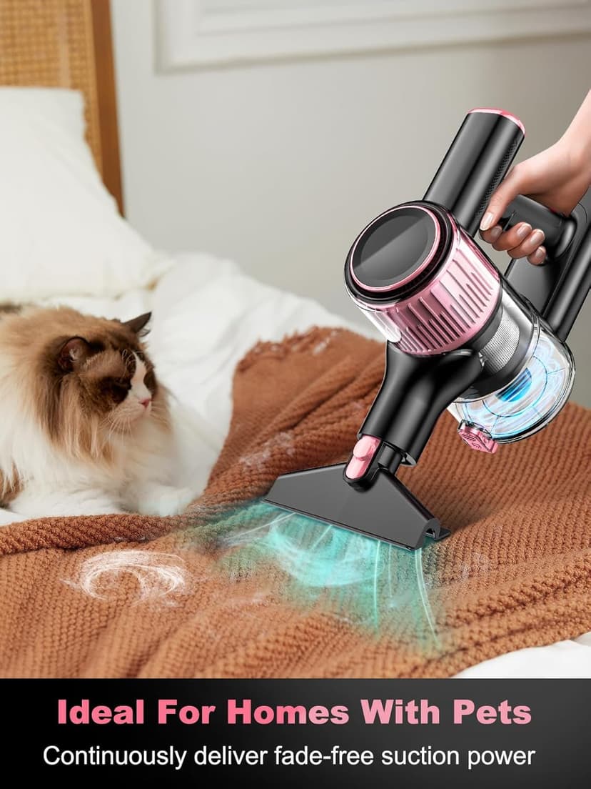 Cordless Vacuum Cleaner, 8 in 1 Vacuum Cleaner for Home with LED Display, 3 Suction Modes, Anti-Tangle Brush, 45mins Runtime Lightweight Stick Vacuum for Home Hardwood Floor, Pet Hair, Carpet