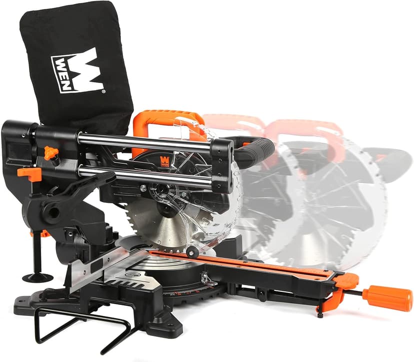 WEN MM0713 9.5-Amp 7.25-Inch Single Bevel Compact Sliding Compound Miter Saw with LED Cutline Guide, Black