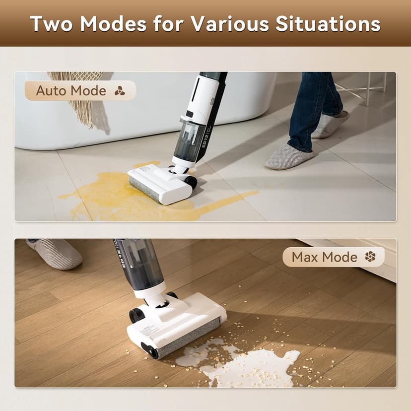 JONR ED12 Lite Wet Dry Vacuum Cleaner, Cordless Vacuum Mop with Self-Washing, 0.1 inch Edge Cleaning, 30min Runtime, Anti-Tangle Design, 7.7lbs Lightweight Mop Vacuum Cleaner for Hard Floors