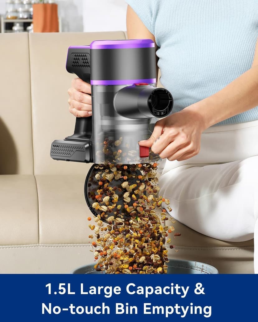 Cordless Vacuum Cleaner, 45000Pa/550W Powerful Vacuum Cleaners, Anti-Tangle Vacuum Cleaners for 60 Mins Runtime, LED Display, Rechargeable Wireless Stick Vacuum Cleaner for Pet Hair, Hardwood, Carpet