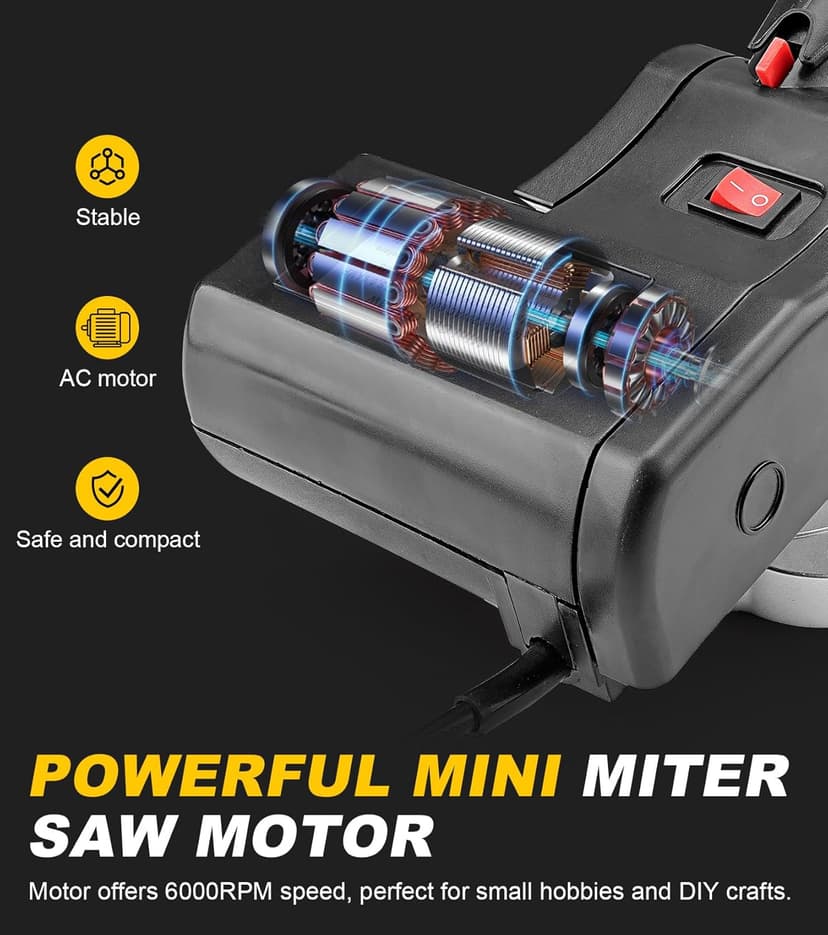 Mini Miter Cut-Off Chop Saw for Metal Cutting, Arrow Shafts, Wood Crafts, Hobby Miniature Model Making, Small Electric Table Saw Tool, 223/5.56 Brass, Cuts Max. 1/2" High x 1/2" Wide