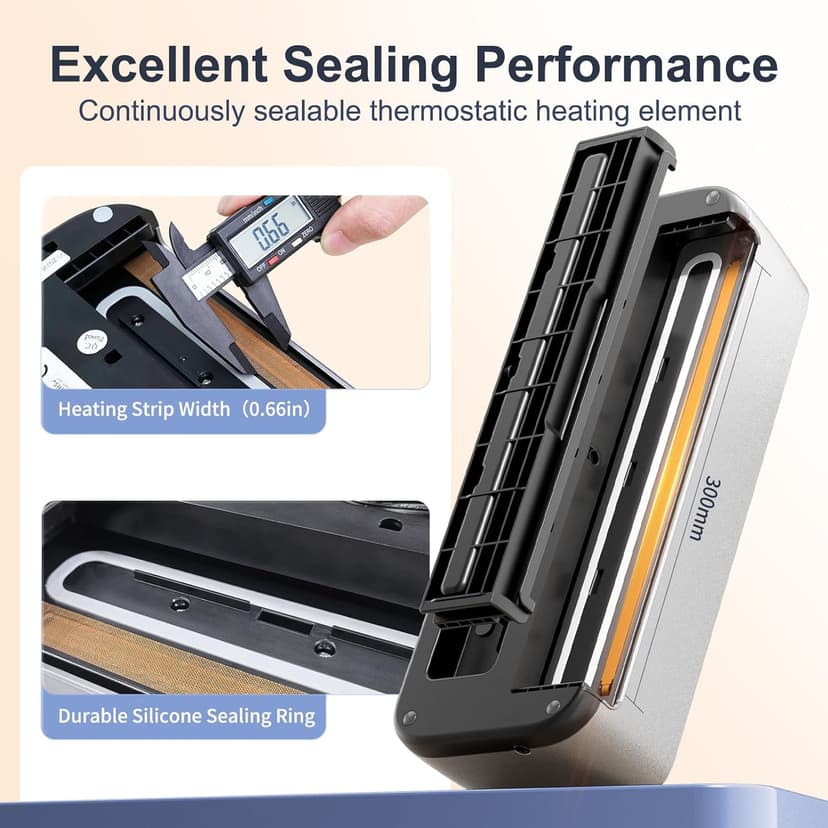 85Kpa Vacuum Sealer Machine for Food, 8-IN-1 Fully Automatic Food Sealer with Built-in Cutter & Bag Storage, Dry/Moist/EXT-VAC Modes, LED Touch Control, Includes 12 Vacuum Bags & 1 Roll Bag