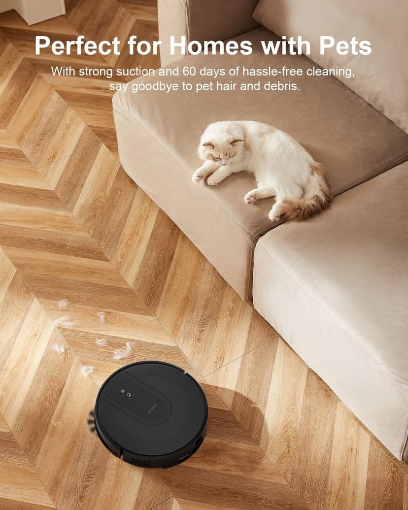 Robot Vacuum Cleaner with Self-Emptying Base – 9000Pa Suction, 85 Days of Dust Storage, Wi-Fi/App/Alexa Control – Ideal for Hard Floors, Low Carpets, and Pet Hair