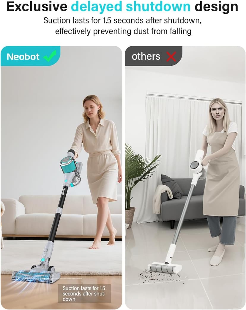 8-in-1 Cordless Stick Vacuum Cleaner, Lightweight, 40-Minute Runtime, Powerful Suction, Anti-Tangle for Pet Hair, Great for Hardwood Floors, Short-Pile Carpets, Stairs, Sofa, Gaps, and More