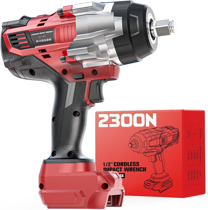 Cordless Impact Wrench 1/2 inch Compatible with Milwaukee 18v Battery, 1700 Ft-lbs High Torque Impact Driver, Electric Impact Gun with 4 Modes & LED Light for Car, Truck, Mower(Bare Tool)