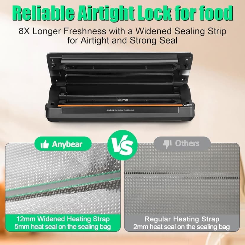 Vacuum Sealer Machine, 90kPa 120W Powerful Food Sealer Build-in Cutter and Bag Storage, Digital Countdown Display, Dry&Moist Mode, Wide Seal, 2 Bag Rolls & 5 Pre-Cut Bags for Food Saver (Silver)