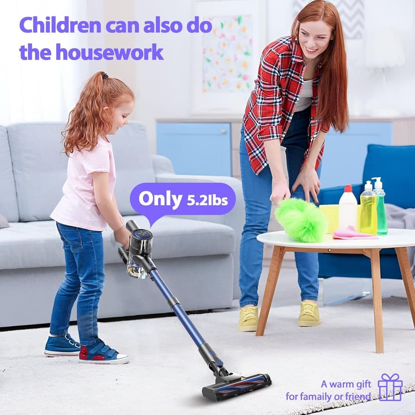 Vacuum Cleaners for Home, Cordless Vacuum Cleaner Powerful Suction with 80000 RPM, Up to 40mins Runtime, Rechargeable, Wall-Mounted, Tangle-Resistant Stick Vacuum for Carpet, Hard Floors