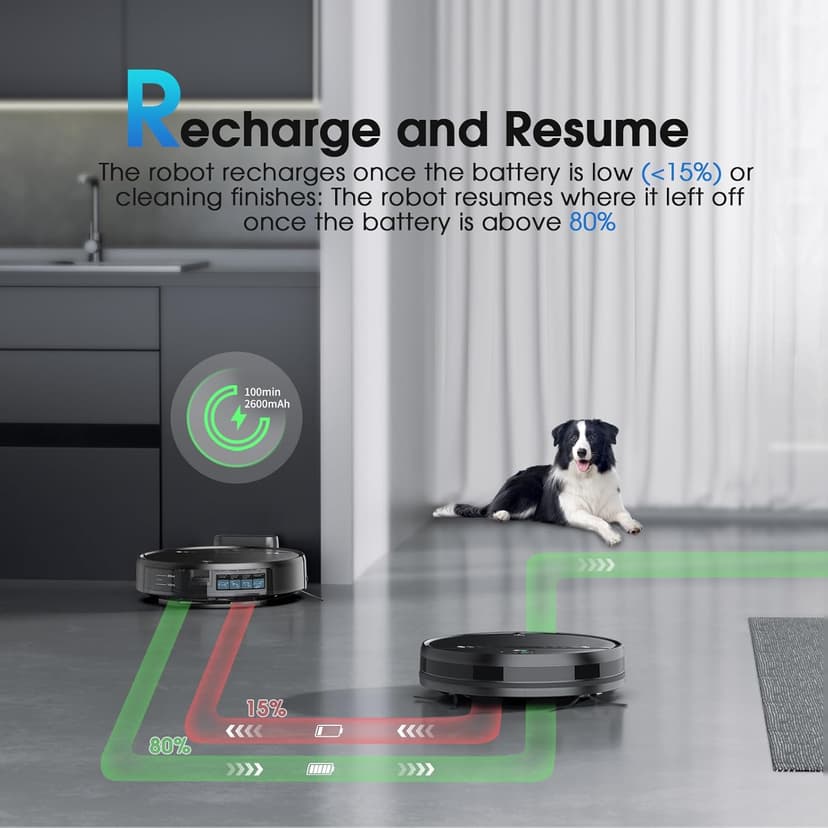 Robot Vacuum and Mop, 2-in-1 Robotic Vacuums Cleaner with Smart Max Strong Suction, WiFi/App/Alexa Voice Control, Obstacle Avoidance, for Pet Hair, Carpets and More