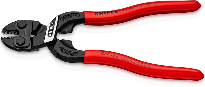 Knipex CoBolt® S Compact Bolt Cutters with recess in the cutting edge black atramentized, plastic coated 160 mm 71 31 160