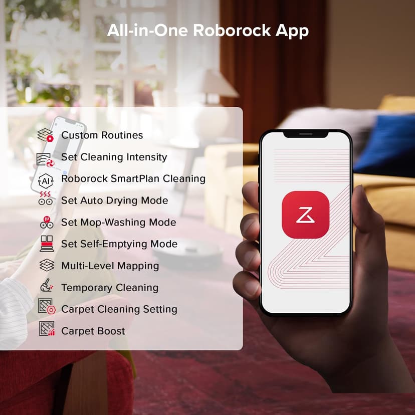 roborock Qrevo S5V Robot Vacuum Cleaner, 12,000Pa Suction, Dual Anti-Tangle Brushes, Smart Obstacle Avoidance, Dual Liftable Spinning Mops, Auto Mop Washing, Self Drying, Self-Emptying & Refilling