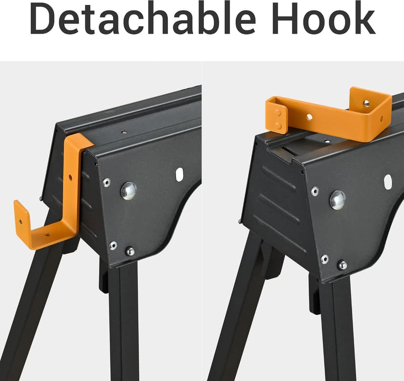 Saw Horses 2 Pack, Heavy Duty Folding Portable Saw Horses Table 2200 Lbs Load Capacity with 2x4 Support Legs, Fast Open Legs and Easy Grip Handle for Woodworking.