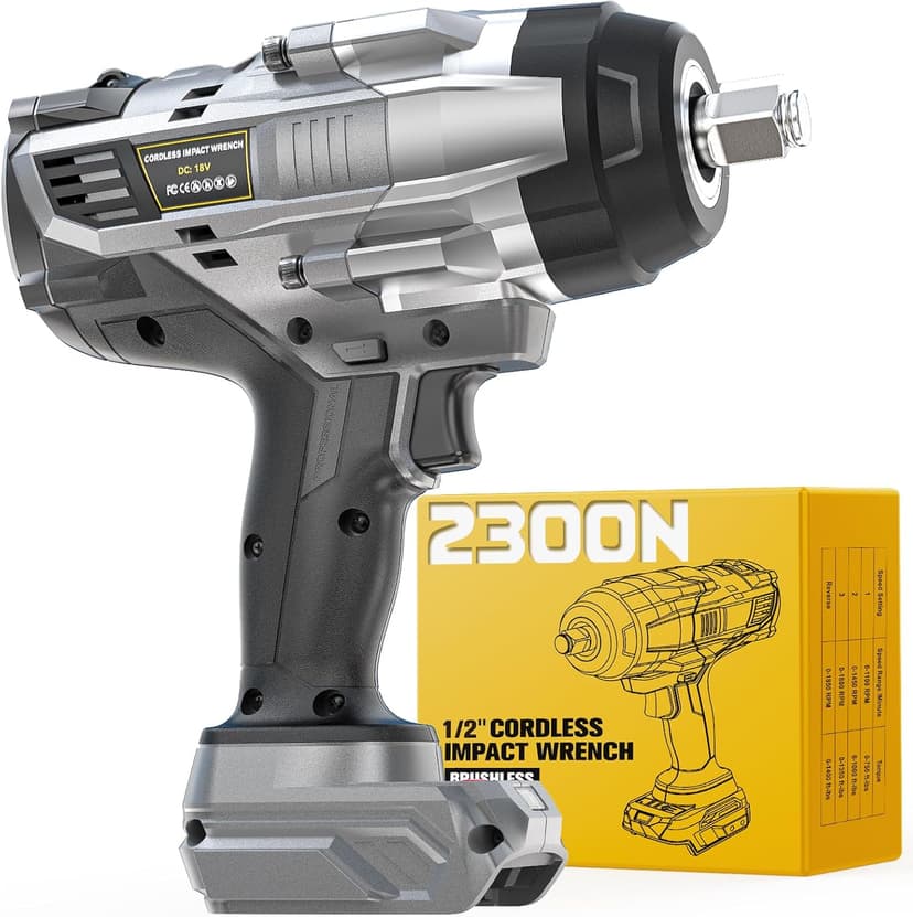 Cordless Impact Wrench 1/2" Compatible with DeWalt 20V Battery, 1700 Ft-lbs (2300 Nm) High Torque Impact Driver, Electric Impact Gun with 4 Modes & LED Light for Car, Truck(Bare Tool)