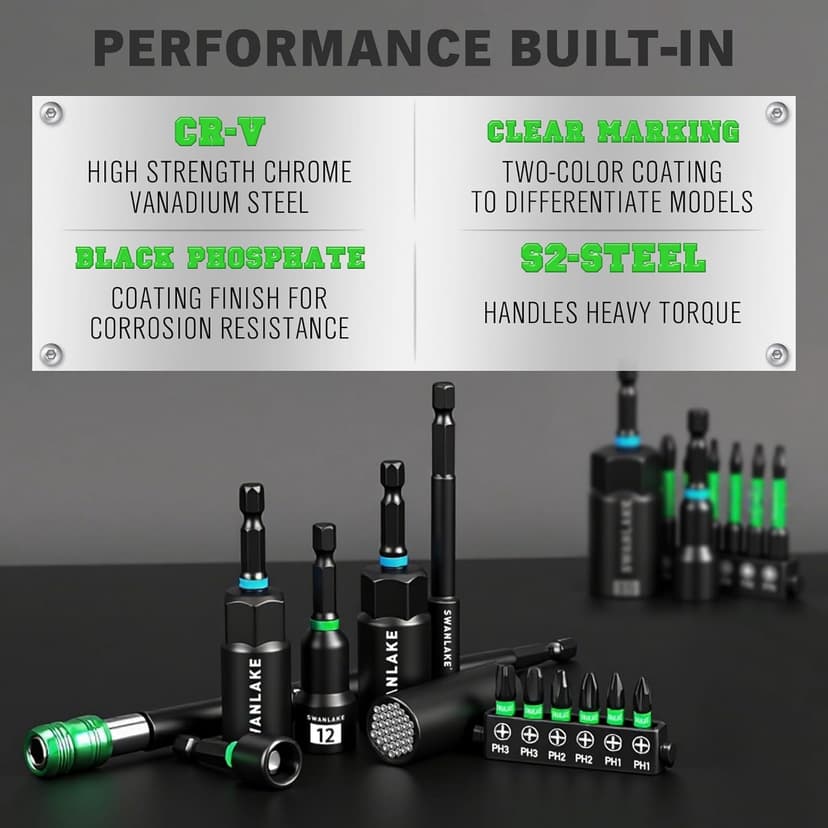 74-Piece Magnetic Nut Driver Set for Impact Drill Metric & SAE, Impact Socket Adapter, Power Bits with Magnetic Holder, Wing Nut Driver, Universal Socket, 1/4'' Quick-change Bit Extension