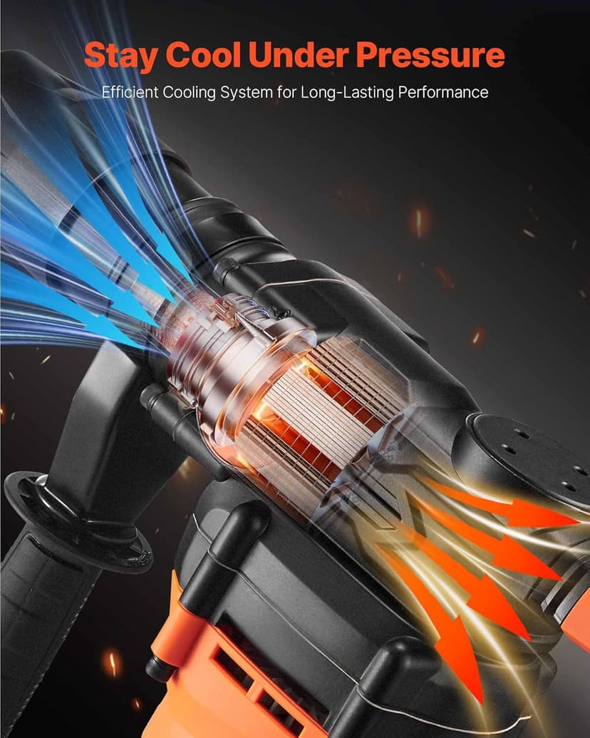 VEVOR 1-9/16 Inch SDS-Max Rotary Hammer Drill, 13Amp Corded Drills, Heavy Duty Chipping Hammers w/Vibration Control & Safety Clutch, Electric Demolition Hammers Variable Speed, Power Tool For Concrete