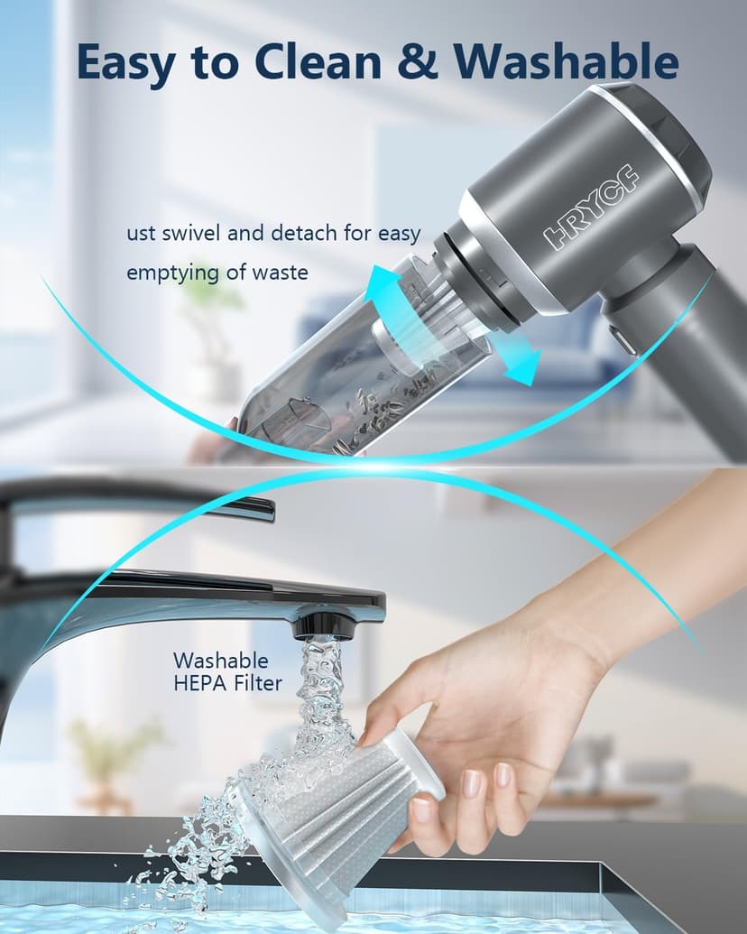 Mini Vacuum Cordless, Portable Vacuum Cordless for Car, 4-in-1 20000PA High Power Portable Rechargeable Vacuum Cleaner with Brushless Motor, Small Handheld Vacuum & Air Blower & Pump-Grey