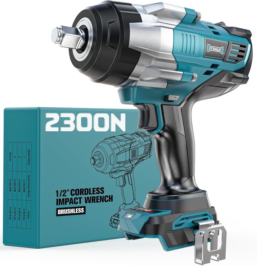 Cordless Impact Wrench 1/2" Compatible with Makita 18V Battery, 1700 Ft-lbs High Torque Impact Driver, Electric Impact Gun with 4 Speed Modes & LED Light for Car, Truck, Mower(Bare Tool)