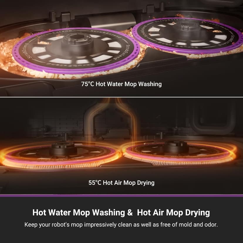 Eureka J15 Pro Ultra Robot Vacuum and Mop with Self Emptying Base, 16,200 Pa Suction, Flex-Arm Design Mop, Auto Mop Hot Water Washing & Hot Air Drying, Anti-Tangle, AI Obstacle Avoidance, Black