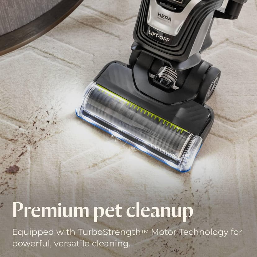 Bissell Pet Hair Eraser Turbo Lift-Off Vacuum, w/Self-Cleaning Brush Roll, HEPA Filtration, Powerful Pet Hair Pickup with TurboBrush Pivot Tool & LED-lit dusting Brush & Crevice Tool, 3774F