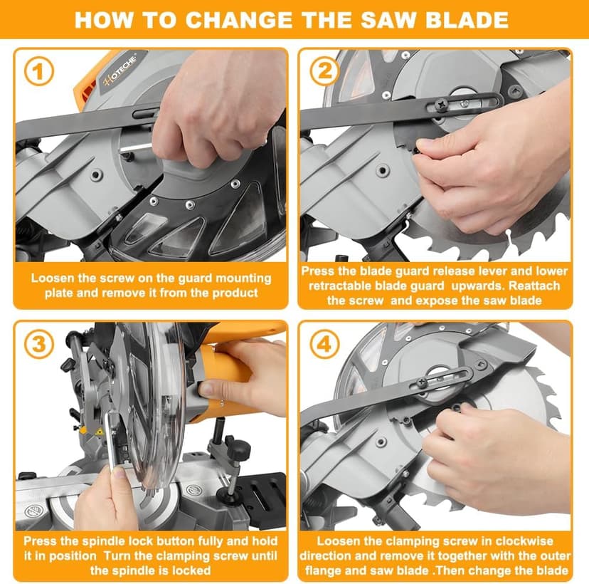 Hoteche 8-1/4-Inch Miter Saw 12.5A Sliding Compound Single Bevel Chop Saw with Laser and Blade for Wood and Metal Working