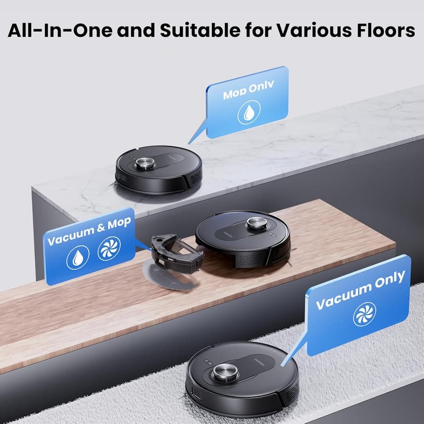 Proscenic Q8 Max Robot Vacuum and Mop with Self Emptying for 60 Days, 5,000 Pa Suction, LiDAR Navigation with Home Mapping, 200 Min Run, Auto Self-Charging, WiFi APP Control for Floor