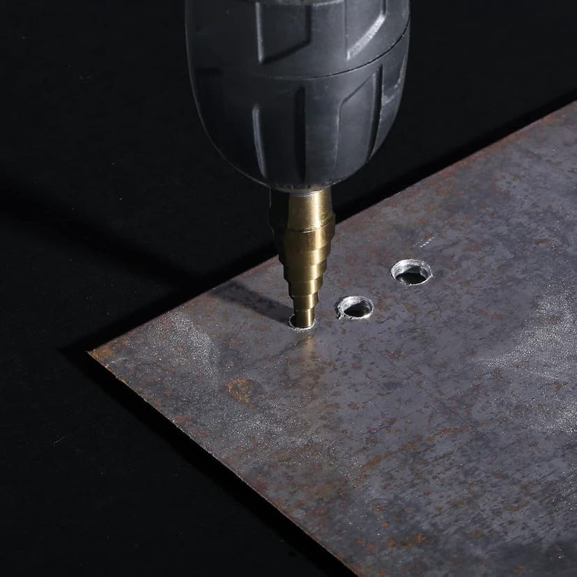 Step Drill Bits, 5PCS HSS Titanium Step Drill Bit Set, 50 Sizes High Speed Steel Step Bits for Metal with Aluminum Case
