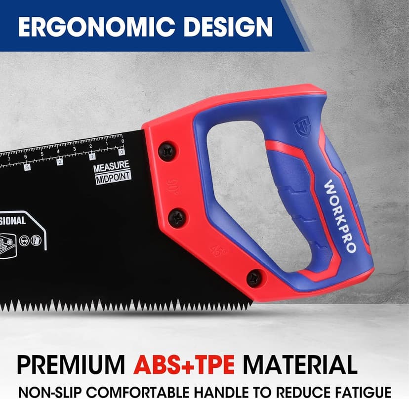 WORKPRO 16-Inch Universal Handsaw with Non-Slip Comfortable Handle, Anti-Rust Wood Saw With Chip Removal Design, Heavy-Duty for Cutting Wood, Laminate, PVC