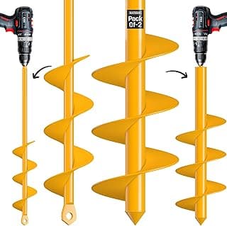 Garden Auger Drill Bit for Planting - Pack of (2) - 1.6”x16.5” & 3.5”x16” – Garden Spiral Hole Digging for Planting, Bulbs, Bedding Plants & More - Compatible with 3/8 Inch Hex Drive