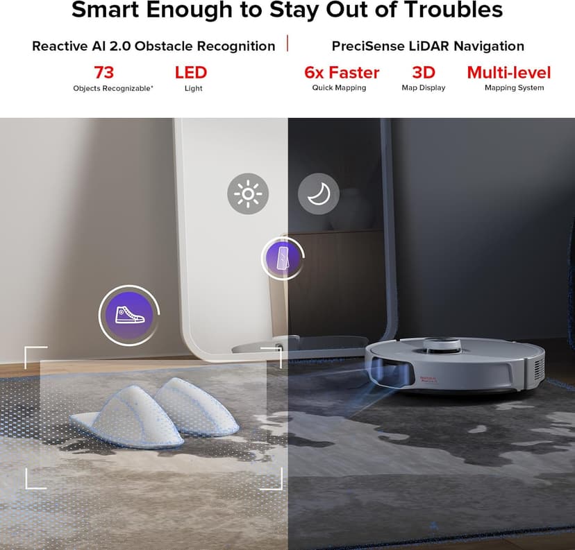 roborock S8 MaxV Ultra with Refill & Drainage System Robot Vacuum and Mop, FlexiArm Design, Auto Mop Washing&Drying, 10000Pa Suction, Obstacle Avoidance, 20mm Auto Mop Lifting, Smart Dirt Detection