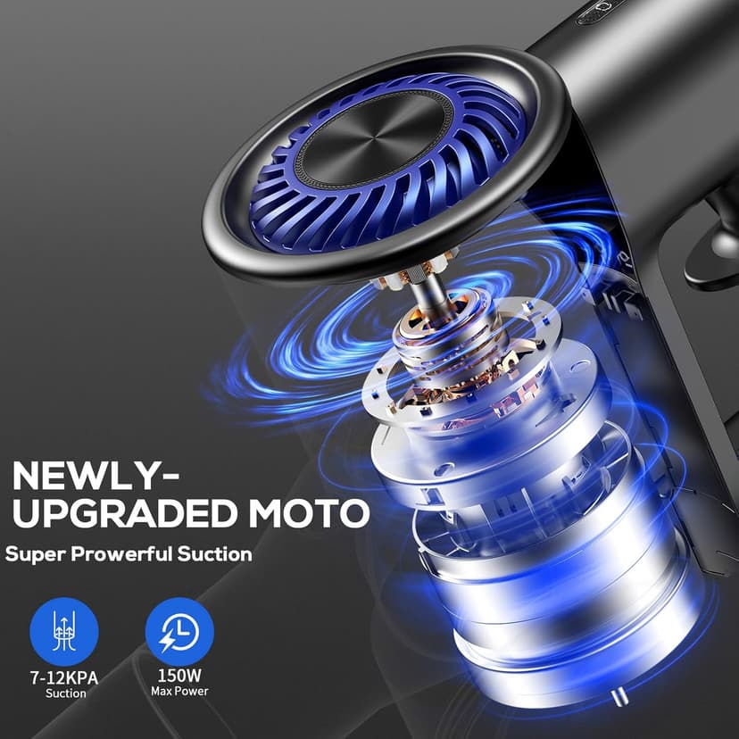 Cordless Vacuum Cleaner, Vacuum Cleaner for Home with 80000 RPM High-Speed Brushless Motor, Up to 40 Mins Runtime, 2 Adjustable Suction, Anti-Tangle, Lightweight Stick Vacuum for Hard Floor