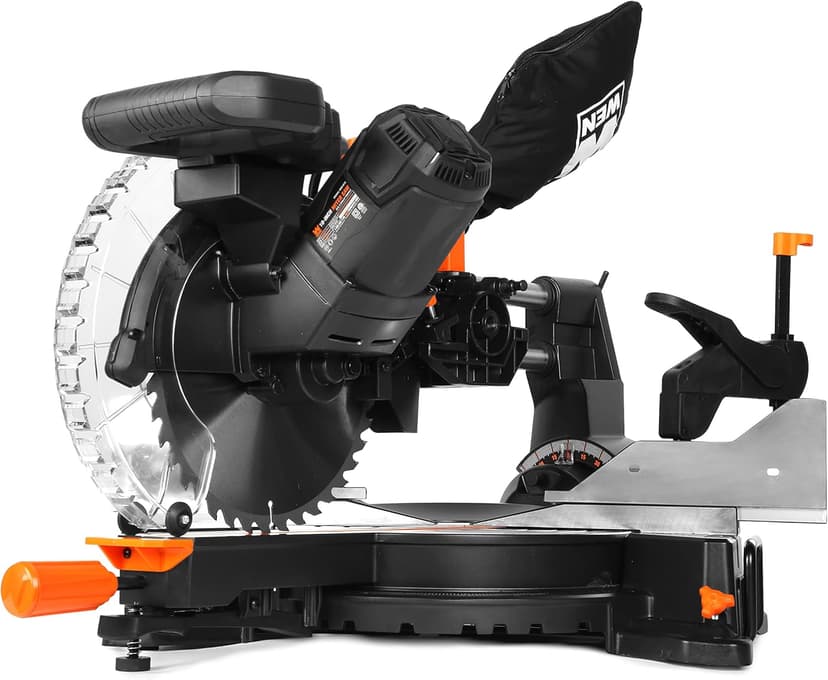 WEN MM1015 15-Amp 10-Inch Dual Bevel Sliding Compound Miter Saw with LED Cutline Multi-color