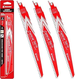 EZARC Carbide Reciprocating Saw Blade R956HM Endurance for Hard Wood and Metal Demolition 9-Inch 6TPI, 3-Pack