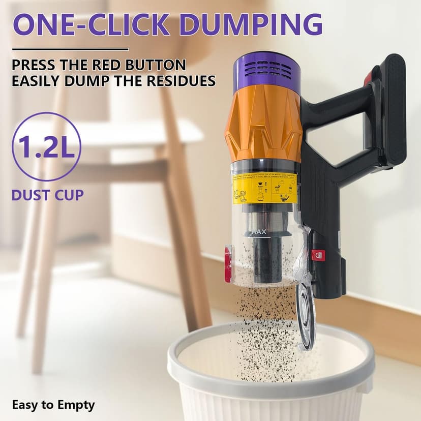 35KPA High Suction Cordless Vacuum Cleaner with LED Display - Stick Vacuum for Home, Removable Battery, Lightweight, Wall-Mounted, Low Noise, Touch Screen for Hard Floor, Carpet, Rug, Sofa