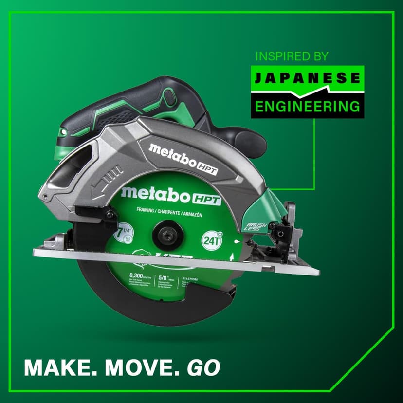 Metabo HPT 18V MultiVolt 7-1/4 Inch Cordless Circular Saw, High Torque, Lightweight Design, Up to 200 2x4 Cuts/Charge, Accepts 18V and 36V MultiVolt Metabo HPT Batteries, Tool Body Only, C1807DAQ4