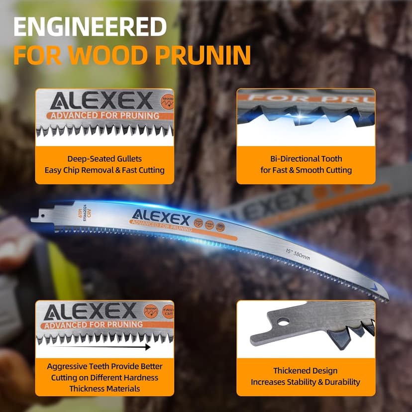 Japanese Teeth Sawzall Blades for Tree Trimming, 15 Inch Curved Edge Pruning Reciprocating Saw Blades 6TPI, Wood Cutting, Cr-V Sabre Saw Blades Better Wear Resistance 6 Pack