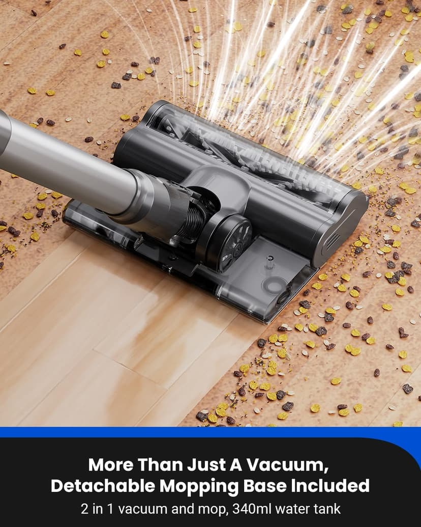 Proscenic Cordless Vacuum Cleaner,45Kpa 55Mins P11 Mopping Wet Dry Vacuum and Mop Combo All in one, Lightweight Stick Vacuum with LED Display, Long Runtime Ease of use for All Floors Pet Hair Carpet