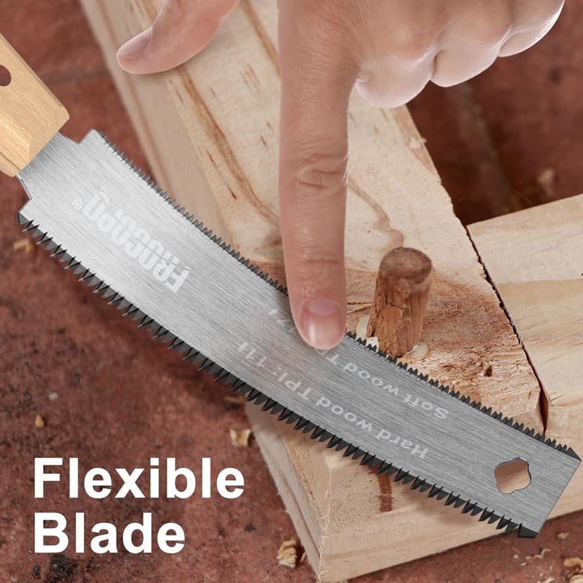 Hand Saw Woodworking Tools, 6-Inch Pull Saw, Flexible Double-Edge Blade 17/11 TPI, Japanese Flush Cut for DIY Craft, Non-Slip Wood Handle, Sharp & Lightweight for Woodworking and Garden Trim