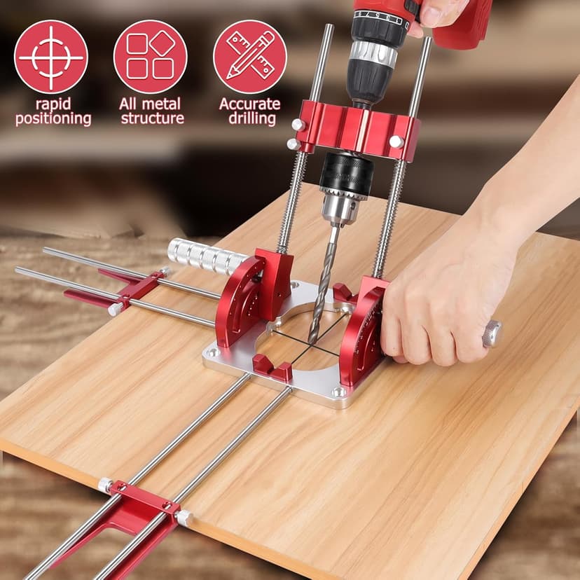 Portable Drill Guide, Multi Angle Drill Guide for Straight Holes,Adjustable Angle 0° to 60°, Heavy-Duty Self-Centering Base,Precision Drilling Jig with Chuck & Key,Chuck Clamping Range for 1/16-1/2"