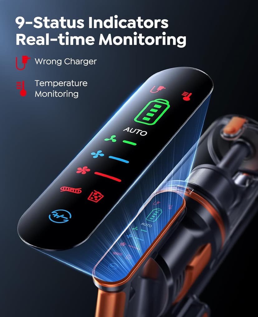 Cordless Vacuum Cleaner, 550W/45KPa/60Min Runtime Stick Vacuum with 3.3Ft Hose, Wall Mount Charging, Auto Mode, Touchscreen, Self-Standing Vacuum Cleaner for Home/Pet Hair/Carpet/Car, Fragrance