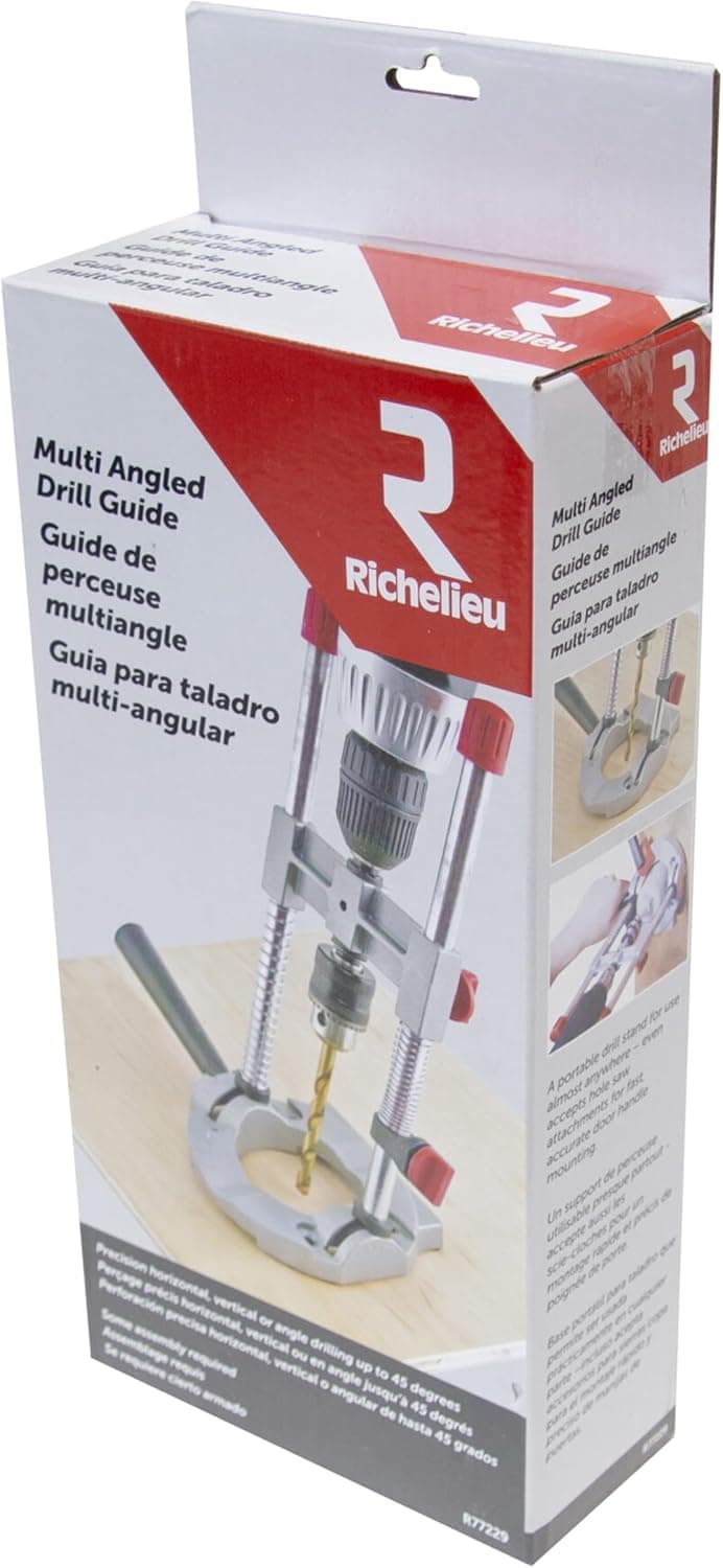Richelieu R77229 Multi Angled Drill Guide Attachment for 1/4 in. & 3/8 in. Drills, Silver