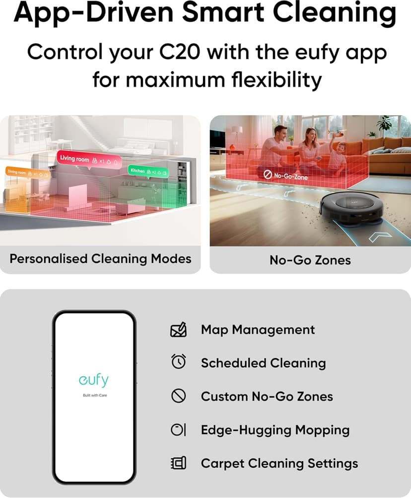 eufy Robot Vacuum Omni C20, Robot Vacuum and Mop Combo, Self Emptying, Auto Mop Washing and Auto Drying for Hands-free Cleaning, 7000 Pa Powerful Suction, 3.35-Inch Ultra-Slim Body, All-in-One Station