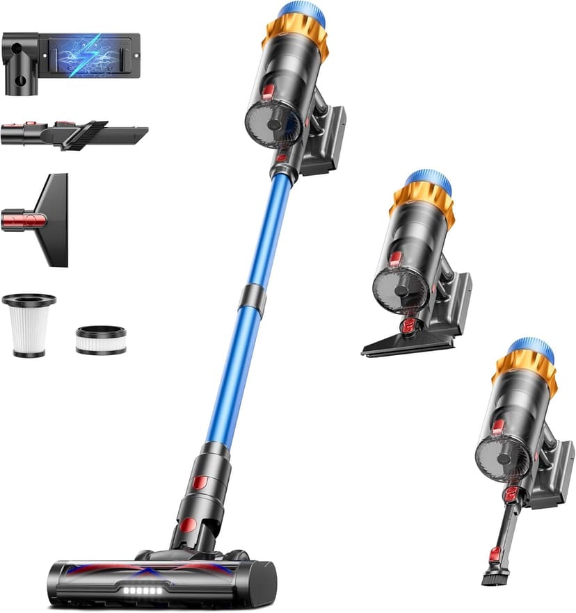 Cordless Vacuum Cleaner, 550W 45KPA 70mins Vacuum Cleaners for Home, Self-standing Stick Vacuum with Aromatherapy, Anti-Tangle Brush, Wall Mount Charging Vacuum for Hardwood Floor/Carpet/Pet Hair