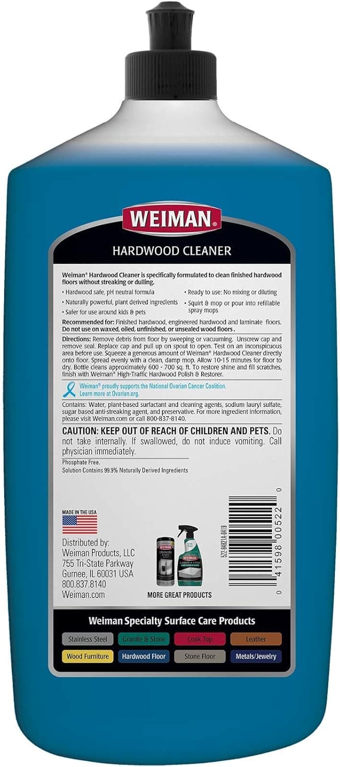 Weiman Hardwood Floor Cleaner Gallon and Refillable Squeeze Bottle - Finished Wood Surfaces