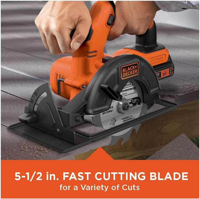 BLACK+DECKER 20V MAX POWERCONNECT 5-1/2 in. Cordless Circular Saw with Battery and Charger (BDCCS20C)