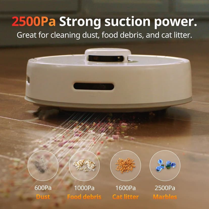 SwitchBot Mini Robot Vacuum K10+, Self-Emptying Base for 70 Days of Cleaning, LiDAR Navigation, Robot Vacuum and Mop Combo with Custom Cleaning, 48dB Ultra Quiet, 150Mins Max, Compatible with Alexa